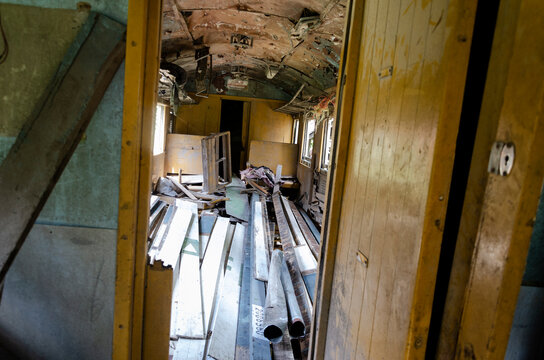 Abandoned train carriage
