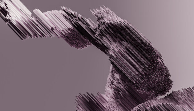 Dynamic Abstract Sculpture of Pixelated Structures 