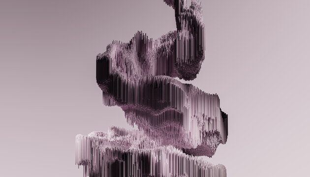 Dynamic Abstract Sculpture of Pixelated Structures 