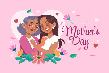 Cute Flat Mothers day Background