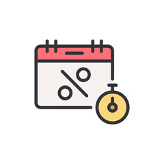 Flash sale event colored icons, minimalist vector illustration ,simple transparent graphic element .Isolated on white background