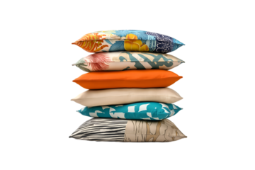 Stack of colorful decorative pillows home decor textile design