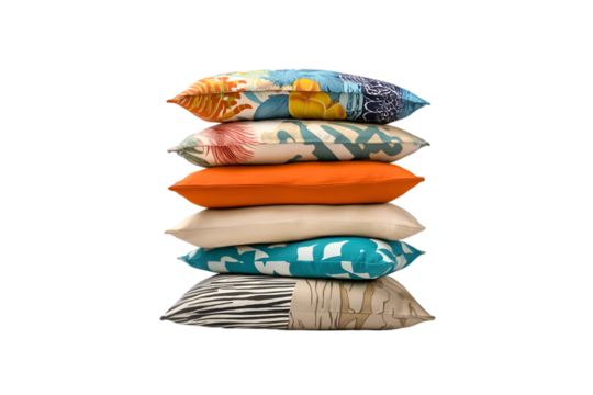 Stack of colorful decorative pillows home decor textile design