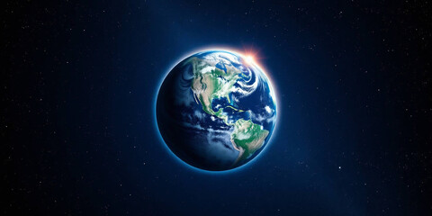 Obraz premium Digital illustration of Earth set against a backdrop of a star-filled universe