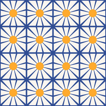 Seamless pattern with geometric daisies