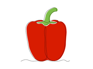 Abstract Bell Pepper, Bulgarian pepper, paprika. continuous single one line art hand drawing sketch logo