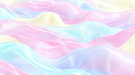 Pastel-toned draped fabrics in flowing waves  Soft, smooth, and slightly luminous, the colors blend seamlessly