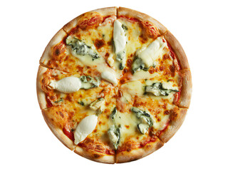 Delicious Four Cheese Pizza with Spinach and Tomato Sauce