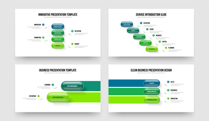 Sales Introduction Four Five Two Three Step Diagram Presentation Template Vector Illustration Set. Corporate Visualization 4 5 2 3 Element Infographic Slideshow Design Bundle.