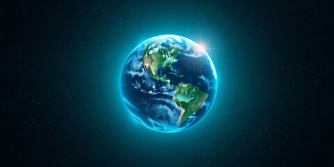 Obraz premium Digital illustration of Earth set against a backdrop of a star-filled universe