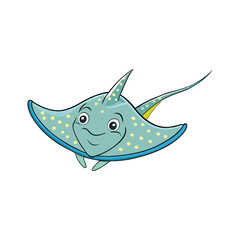 Obraz premium vector cute stingray with sparkles on white background