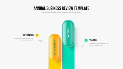 Visual Portfolio Two Step Infographic Presentation Layout. Market Innovation Slideshow Design Vector Illustration. Advertising Analysis 2 Option Diagram Frame Template.