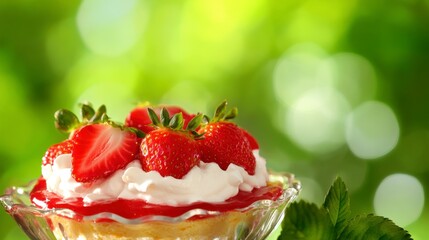 A Delectable Strawberry Dessert in a Glass Bowl, Perfect for Summer