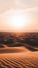 Golden Hour Desert Landscape: Stunning Sunrise Over Sand Dunes