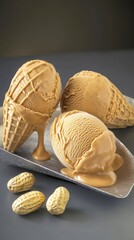 Scrumptious Peanut Butter Ice Cream with Melted Cone - A Delightful Summer Treat