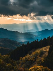Obraz premium Dramatic Cloudscape Over Mountain Peaks