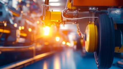 Industrial Automation Technology with Robotic Arm and Functioning Light