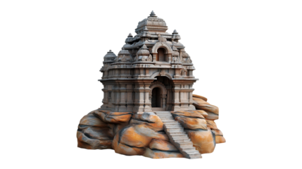 Ancient Stone Temple on Rocky Hillside Architectural Marvel