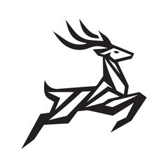 Origami Black Deer Logo – Modern Geometric Forest Animal Symbol