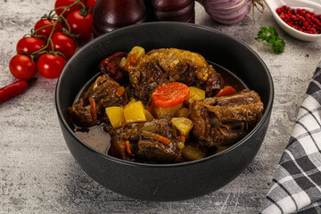 Gourmet Oxtail beef soup with vegetables