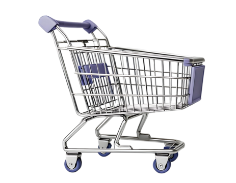 Empty Shopping Cart Against a Transparent Background