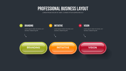 Obraz premium Product Growth 3 Step Infographic Presentation Design. Marketing Planning Slideshow Layout Vector Illustration. Modern Profile Three Element Diagram Slide Template.