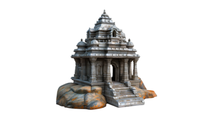 Ancient Stone Temple Isolated on Black Background  Ancient Architecture 3D Render