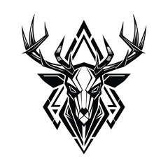 Obraz premium Geometric Deer Head Tattoo Art Vector Illustration.