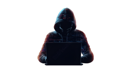Anonymous Hacker Working on Laptop Dark Web Cyber Security Digital Crime,