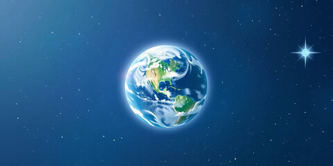 Obraz premium Digital illustration of Earth set against a backdrop of a star-filled universe