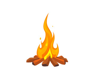 Stylized Bonfire with Burning Flames and Wood