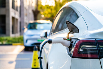 Close-up of EV Charging Port in Use