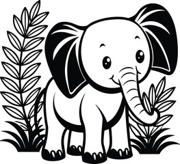 A fun cartoon baby elephant vector illustration of a cute wild safari animal