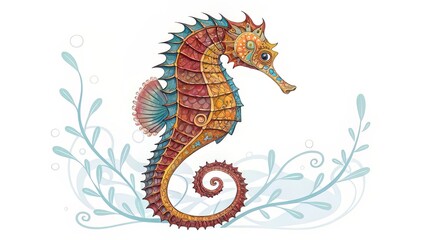 Fototapeta premium A mirrored version of the vibrant ornamental seahorse, in an alternate pose and orientation.
