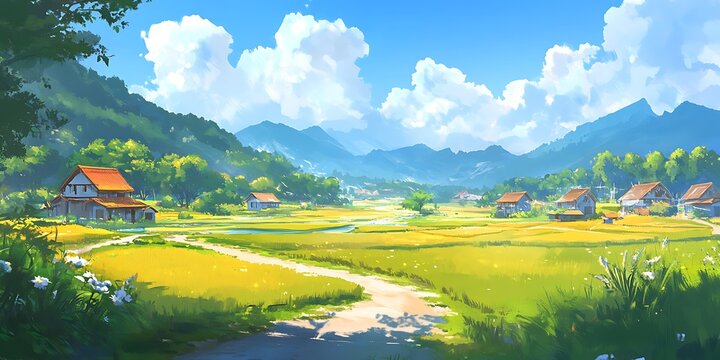 Green field and blue sky