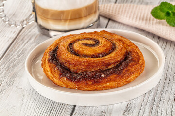 Homemade cinnabon swirl pastry with cinnamon