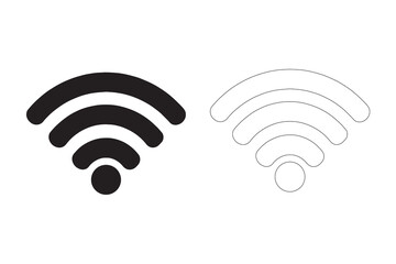 Solid and Outline Wireless Network Symbols Vector . Wi Fi icon vector set. wireless illustration sign collection. signal symbol