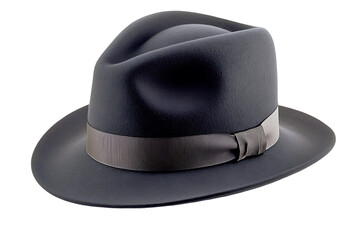 Gray Wool Fedora with Black and White Striped Band