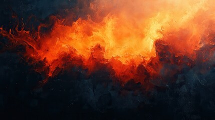 Fototapeta premium Fiery inferno, chaotic flames engulfing dark terrain