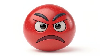 An angry red emoji with dark eyebrows and a frowning mouth, full of dramatic expression.