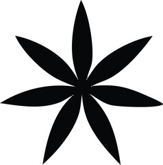 Black and white vector illustration of an abstract floral design with petals and leaves, a beautiful nature ornament