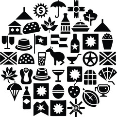 Vector house icons collection for holiday gift and food illustration