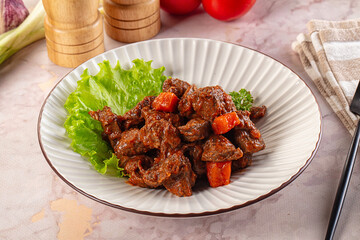 Hungarian goulash with beef meat