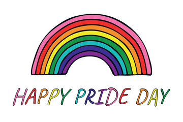 Obraz premium Colorful rainbow shape Gay pride flag Happy pride day LGBTQ community Pride Month Vector hand drawn doodle for posters, stickers, logo, cards
