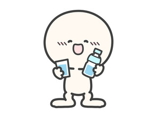 熱中症対策 水分補給 水と人物