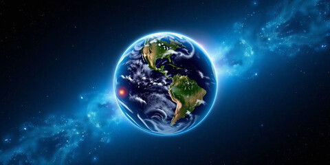 Fototapeta premium Digital illustration of Earth set against a backdrop of a star-filled universe