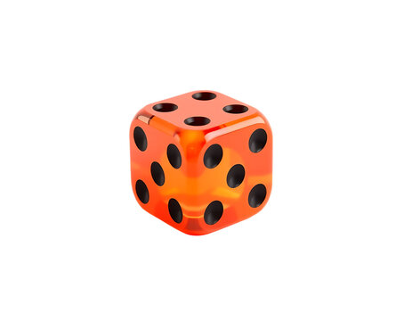 Orange Dice Isolated on Transparent Background