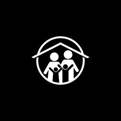 Family life insurance sign icon isolated on black background