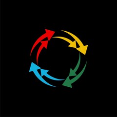 Circular Process Flow Arrows icon isolated on black background