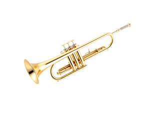 Obraz premium Gold Trumpet Isolated on Transparent Background